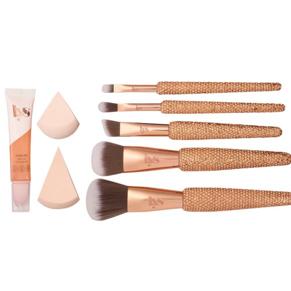LYS Beauty Rhinestone Face & Eye Makeup Brush Sponge Lip Treatment Oil